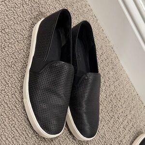 Vince Black Perforated Women Slip-On Loafers